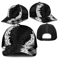 Hawaii Aloha Plumeria Lei Black Palaka Mesh Trucker Cap - Polynesian Pride
