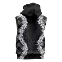Hawaii Aloha Plumeria Lei Black Palaka Sleeveless Zip Hoodie LT7 - Polynesian Pride