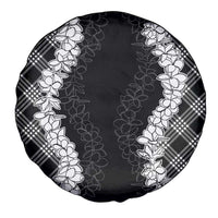 Hawaii Aloha Plumeria Lei Black Palaka Spare Tire Cover - Polynesian Pride