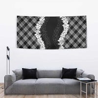 Hawaii Aloha Plumeria Lei Black Palaka Tapestry - Polynesian Pride