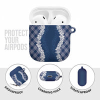 Hawaii Aloha Plumeria Lei Navy Palaka AirPods Case LT7 - Polynesian Pride
