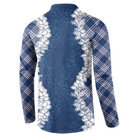 Hawaii Aloha Plumeria Lei Navy Palaka Button Sweatshirt - Polynesian Pride