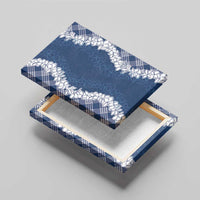 Hawaii Aloha Plumeria Lei Navy Palaka Canvas Wall Art - Polynesian Pride