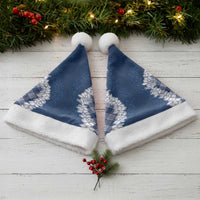 Hawaii Aloha Plumeria Lei Navy Palaka Christmas Santa Hat - Polynesian Pride