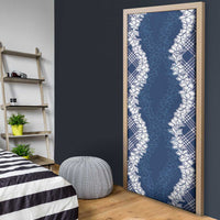 Hawaii Aloha Plumeria Lei Navy Palaka Door Cover - Polynesian Pride