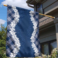 Hawaii Aloha Plumeria Lei Navy Palaka Garden Flag - Polynesian Pride