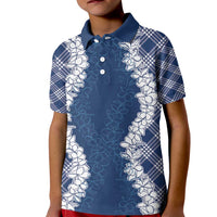 Hawaii Aloha Plumeria Lei Navy Palaka Kid Polo Shirt - Polynesian Pride