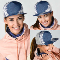 Hawaii Aloha Plumeria Lei Navy Palaka Mesh Trucker Cap - Polynesian Pride