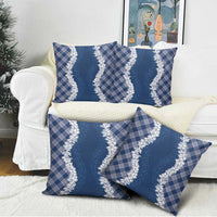 Hawaii Aloha Plumeria Lei Navy Palaka Pillow Cover - Polynesian Pride