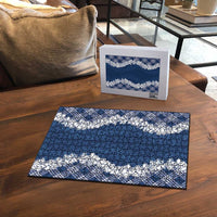 Hawaii Aloha Plumeria Lei Navy Palaka Puzzle - Polynesian Pride