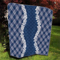 Hawaii Aloha Plumeria Lei Navy Palaka Quilt - Polynesian Pride