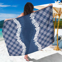 Hawaii Aloha Plumeria Lei Navy Palaka Sarong - Polynesian Pride