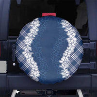 Hawaii Aloha Plumeria Lei Navy Palaka Spare Tire Cover - Polynesian Pride