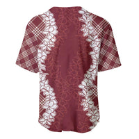 Hawaii Aloha Plumeria Lei Scarlet Palaka Baseball Jersey - Polynesian Pride