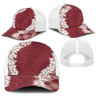 Hawaii Aloha Plumeria Lei Scarlet Palaka Baseball Net Cap LT7 - Polynesian Pride