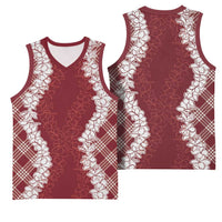 Hawaii Aloha Plumeria Lei Scarlet Palaka Basketball Jersey LT7 - Polynesian Pride