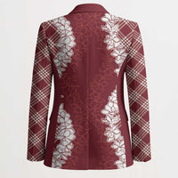 Hawaii Aloha Plumeria Lei Scarlet Palaka Blazer - Polynesian Pride