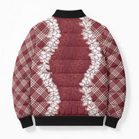 Hawaii Aloha Plumeria Lei Scarlet Palaka Bomber Puffer Jacket LT7 - Polynesian Pride