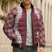 Hawaii Aloha Plumeria Lei Scarlet Palaka Bomber Puffer Jacket LT7 - Polynesian Pride
