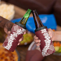 Hawaii Aloha Plumeria Lei Scarlet Palaka 4 in 1 Can Cooler Tumbler - Polynesian Pride