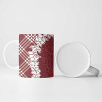 Hawaii Aloha Plumeria Lei Scarlet Palaka Ceramic Mug - Polynesian Pride