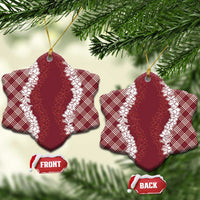 Hawaii Aloha Plumeria Lei Scarlet Palaka Ceramic Ornament - Polynesian Pride