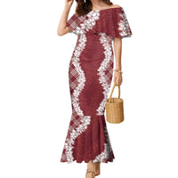 Hawaii Aloha Plumeria Lei Scarlet Palaka Family Matching Mermaid Dress and Hawaiian Shirt - Polynesian Pride