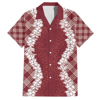 Hawaii Aloha Plumeria Lei Scarlet Palaka Family Matching Puletasi and Hawaiian Shirt - Polynesian Pride