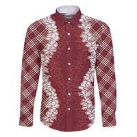 Hawaii Aloha Plumeria Lei Scarlet Palaka Family Matching Puletasi and Hawaiian Shirt - Polynesian Pride