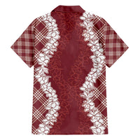 Hawaii Aloha Plumeria Lei Scarlet Palaka Family Matching Tank Maxi Dress and Hawaiian Shirt - Polynesian Pride