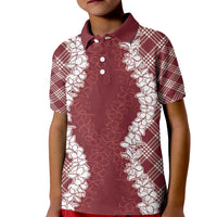 Hawaii Aloha Plumeria Lei Scarlet Palaka Kid Polo Shirt - Polynesian Pride