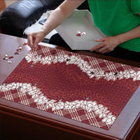 Hawaii Aloha Plumeria Lei Scarlet Palaka Puzzle LT7 - Polynesian Pride