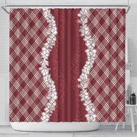 Hawaii Aloha Plumeria Lei Scarlet Palaka Shower Curtain - Polynesian Pride