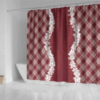 Hawaii Aloha Plumeria Lei Scarlet Palaka Shower Curtain - Polynesian Pride