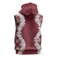 Hawaii Aloha Plumeria Lei Scarlet Palaka Sleeveless Hoodie LT7 - Polynesian Pride