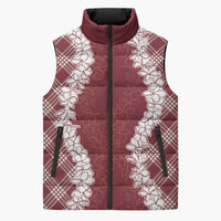 Hawaii Aloha Plumeria Lei Scarlet Palaka Sleeveless Puffer Jacket LT7 Unisex Scarlet - Polynesian Pride