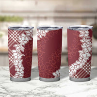 Hawaii Aloha Plumeria Lei Scarlet Palaka Tumbler Cup - Polynesian Pride