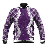 Hawaii Aloha Plumeria Lei Violet Palaka Baseball Jacket LT7 Unisex Violet - Polynesian Pride