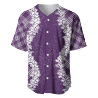 Hawaii Aloha Plumeria Lei Violet Palaka Baseball Jersey - Polynesian Pride