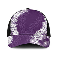 Hawaii Aloha Plumeria Lei Violet Palaka Baseball Net Cap LT7 One Size Black Violet - Polynesian Pride