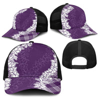 Hawaii Aloha Plumeria Lei Violet Palaka Baseball Net Cap LT7 - Polynesian Pride