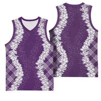 Hawaii Aloha Plumeria Lei Violet Palaka Basketball Jersey LT7 - Polynesian Pride