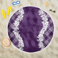 Hawaii Aloha Plumeria Lei Violet Palaka Beach Blanket LT7 One Size 150cm Violet - Polynesian Pride