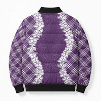 Hawaii Aloha Plumeria Lei Violet Palaka Bomber Puffer Jacket LT7 - Polynesian Pride