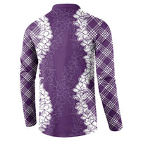 Hawaii Aloha Plumeria Lei Violet Palaka Button Sweatshirt LT7 - Polynesian Pride