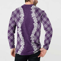 Hawaii Aloha Plumeria Lei Violet Palaka Button Sweatshirt LT7 - Polynesian Pride