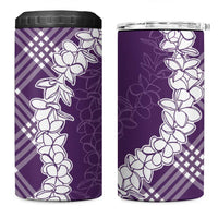 Hawaii Aloha Plumeria Lei Violet Palaka 4 in 1 Can Cooler Tumbler - Polynesian Pride