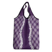Hawaii Aloha Plumeria Lei Violet Palaka Grocery Bag LT7 - Polynesian Pride