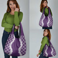 Hawaii Aloha Plumeria Lei Violet Palaka Grocery Bag LT7 - Polynesian Pride
