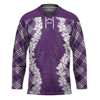 Hawaii Aloha Plumeria Lei Violet Palaka Hockey Jersey LT7 Unisex Violet - Polynesian Pride